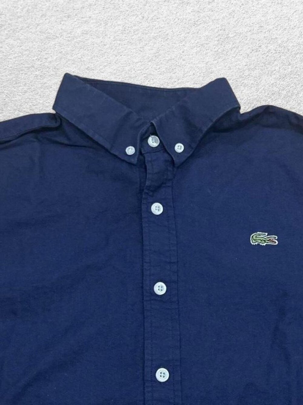 Lacoste Men's Navy Button Down Oxford Shirt Long Sleeve Cotton M
